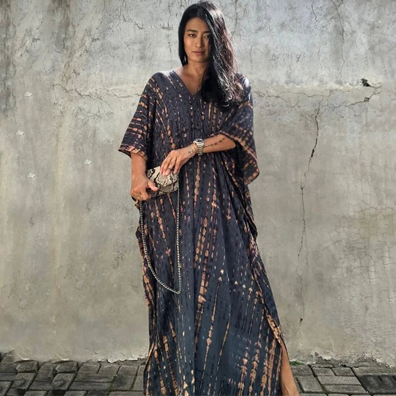 Elevate Your Beach Look with Our Stylish Women's Plus Size Kaftan Dress - Perfect Half Sleeve Cover Up for Summer 2024